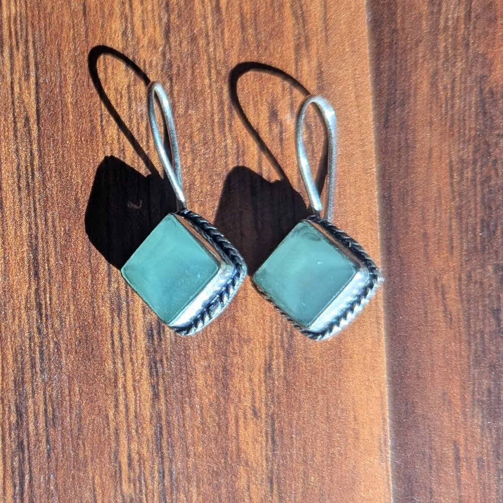 Pale Green Silver Earrings